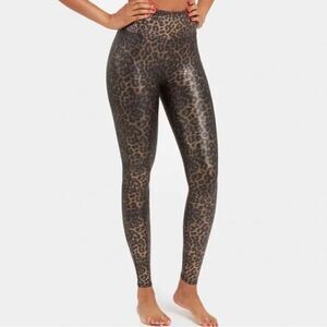 NWOT SPANX Faux Leather Leopard Print Leggings